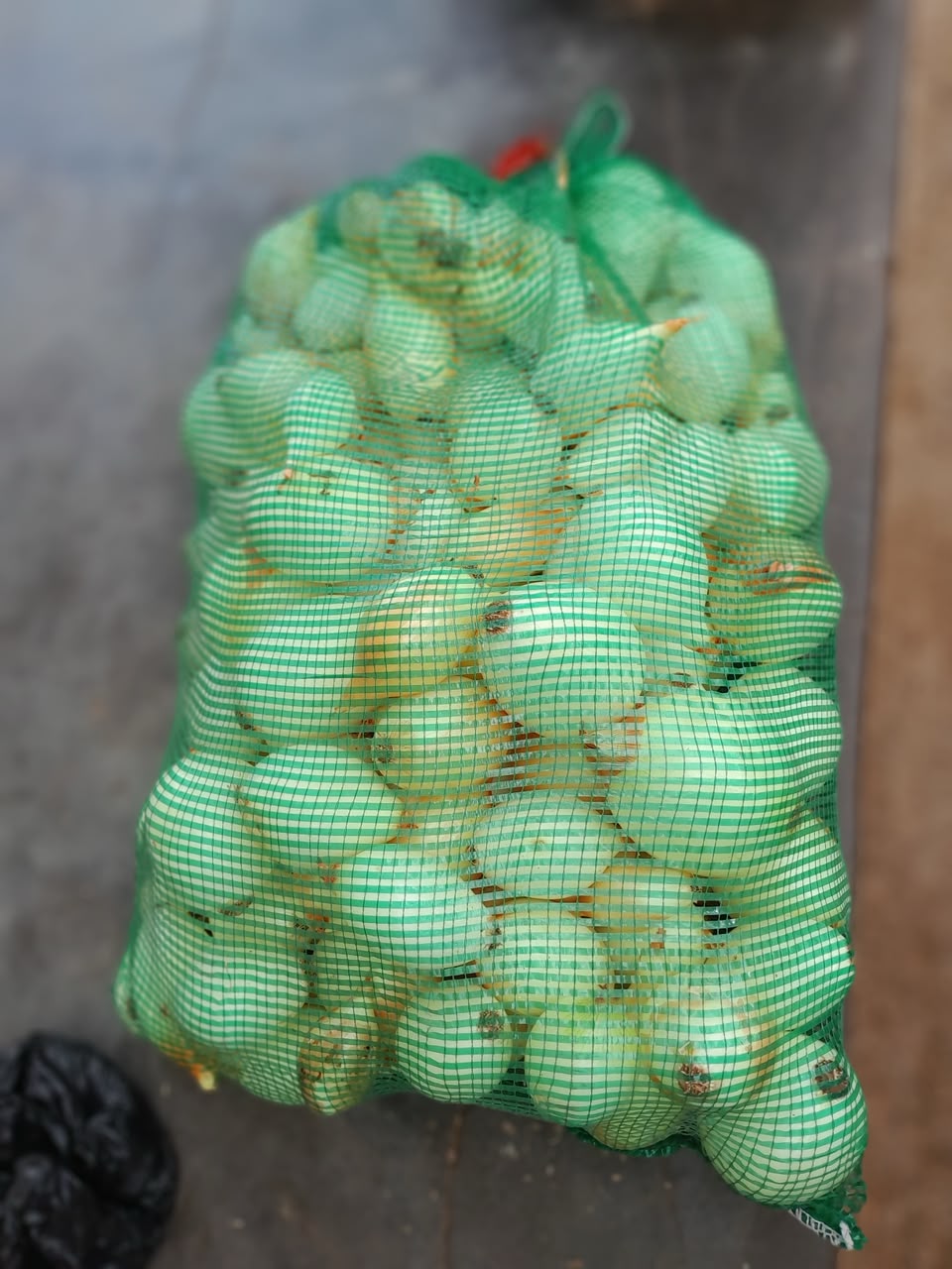A bulk bag of onions harvested by KRS